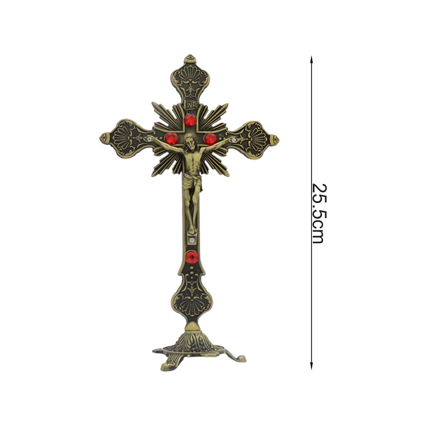 Escultura de crucifijo de Jesús, estatua de cruz de Jesús, estatuilla católica, crucifijo de pie para el hogar, altar, sala de estar, mesa y dormitorio