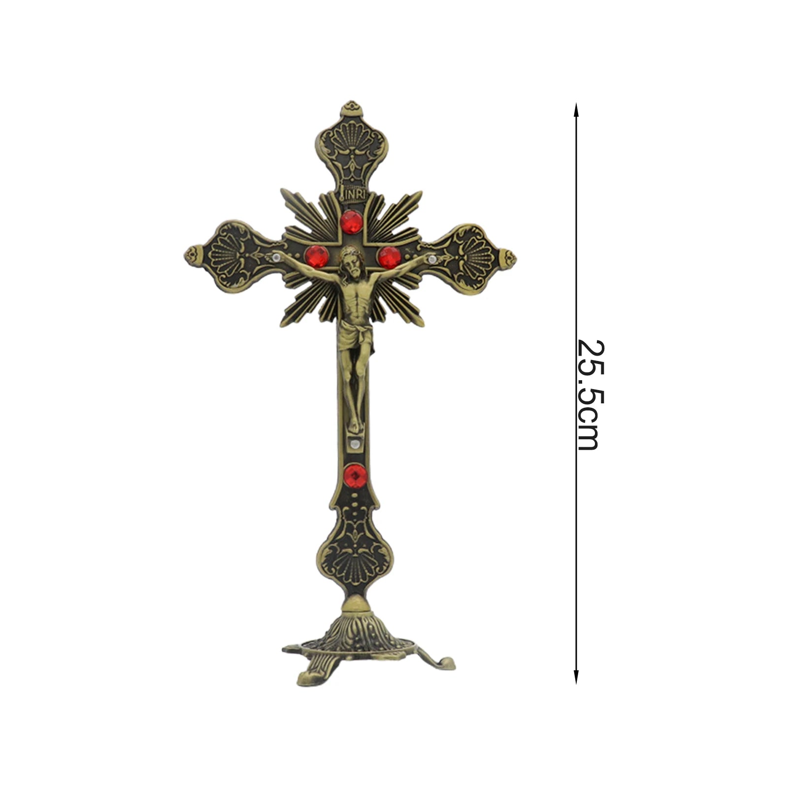 Escultura de crucifijo de Jesús, estatua de cruz de Jesús, estatuilla católica, crucifijo de pie para el hogar, altar, sala de estar, mesa y dormitorio
