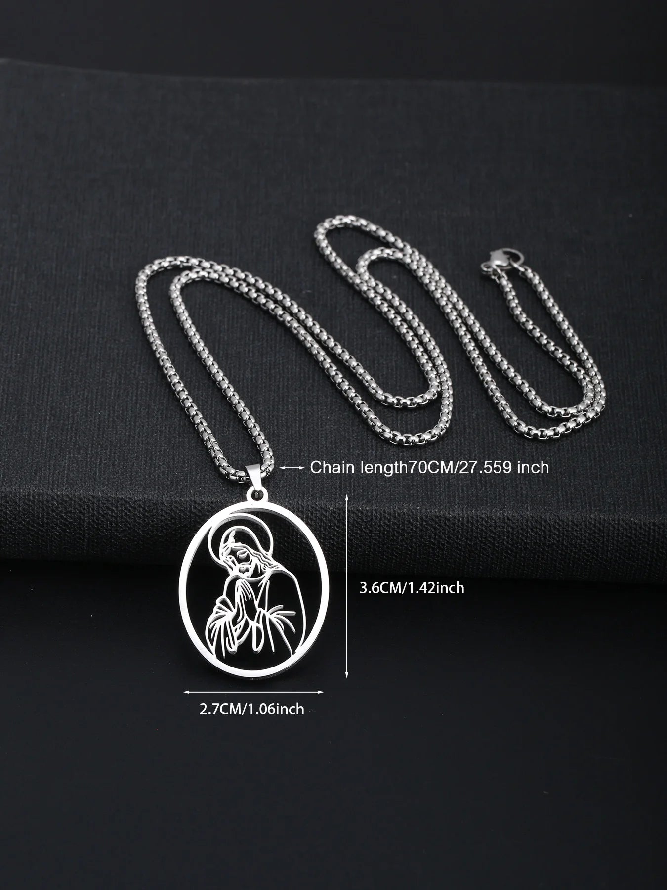 Collar clásico con colgante de la Virgen María para hombres, adecuado para mujeres, joyería de collar de la Virgen María católica de acero inoxidable