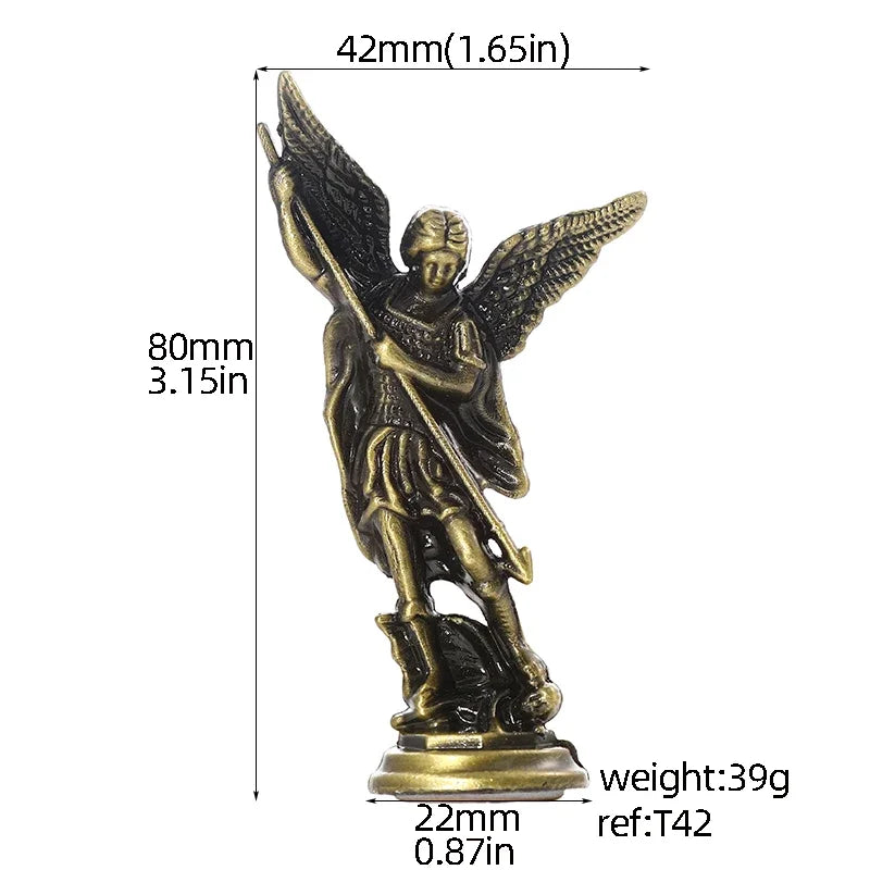 Estatuilla cristiana de San Miguel, estatuas del guardián de Satán derrota del Arcángel, Ctafts de aleación de Zinc para el hogar, habitación, mesa y escritorio