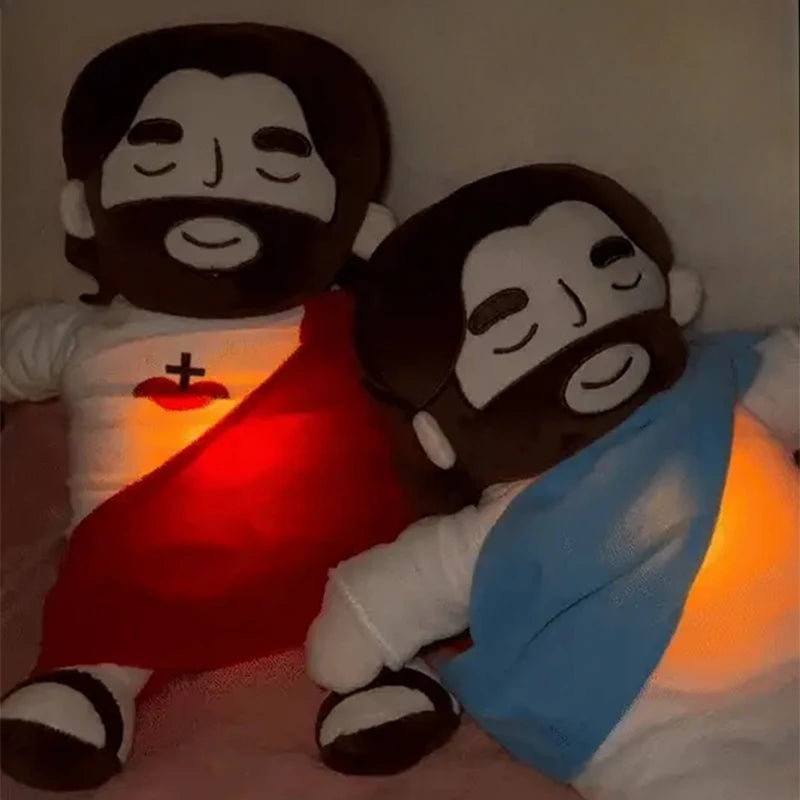 Abrazo Bendito™ - Peluche Calmante con Respiracion Suave — peluche devocional en uso