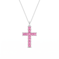 Collar Cruz de Cristal Multicolor con cristales talla princesa – vista completa sobre fondo blanco