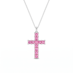 Collar Cruz de Cristal Multicolor con cristales talla princesa – vista completa sobre fondo blanco