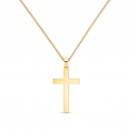 Collar de Cruz lisa de Fe y Protección en cadena cubana – vista completa sobre fondo blanco