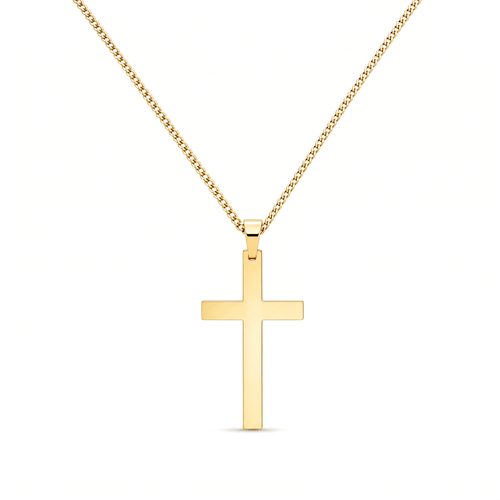 Collar de Cruz lisa de Fe y Protección en cadena cubana – vista completa sobre fondo blanco