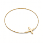 Collar de Mini Cruz en acero inoxidable montada en cadena box – variante en dorado