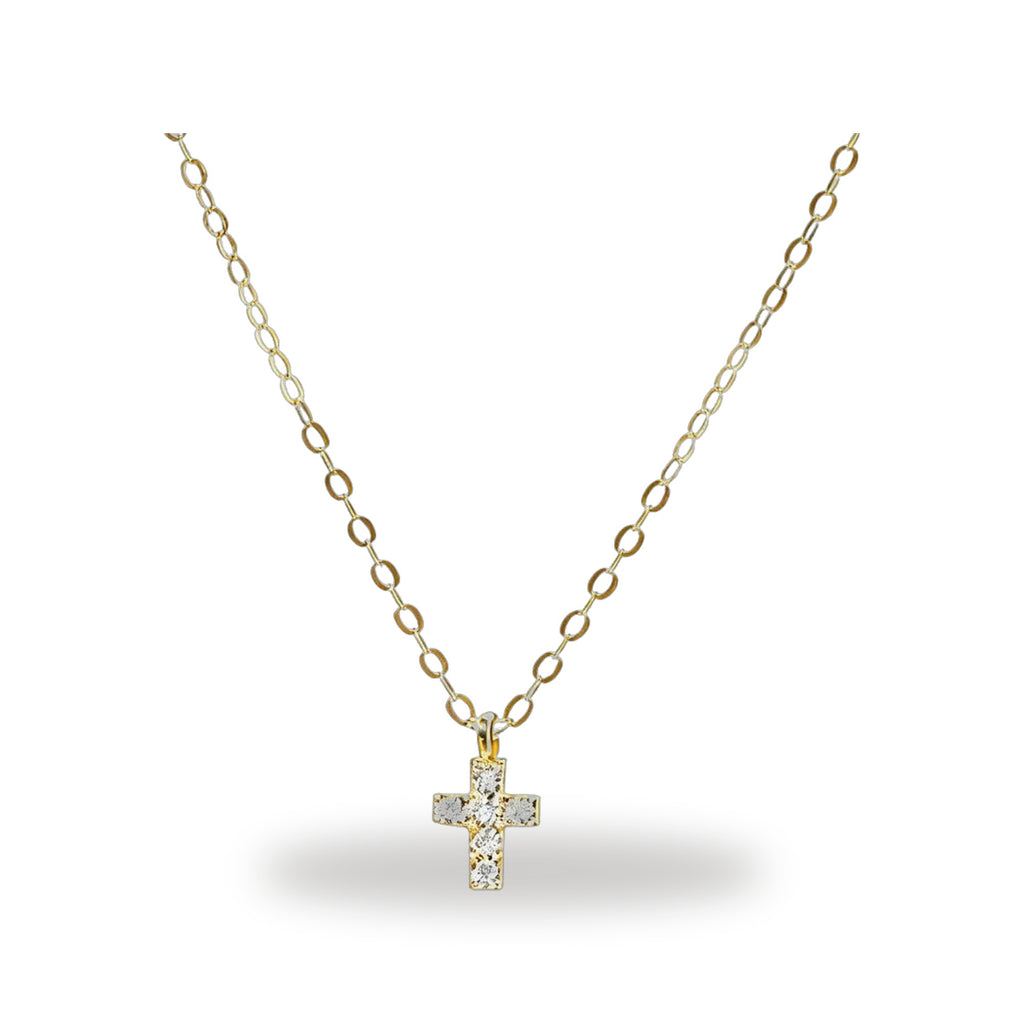 Collar Cruz Delicada con Circonias - Minimalista en Dorado — vista completa del producto