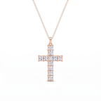 Collar Cruz de Cristal Multicolor con cristales talla princesa – variante Oro Blanco