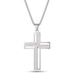 Collar de Cruz de Acero Inoxidable, cruz calada dorada con circonias – variante en plata