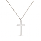 Collar de Cruz lisa de Fe y Protección en cadena cubana – variante en plata