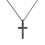 Collar de Cruz lisa de Fe y Protección en cadena cubana – variante en negro