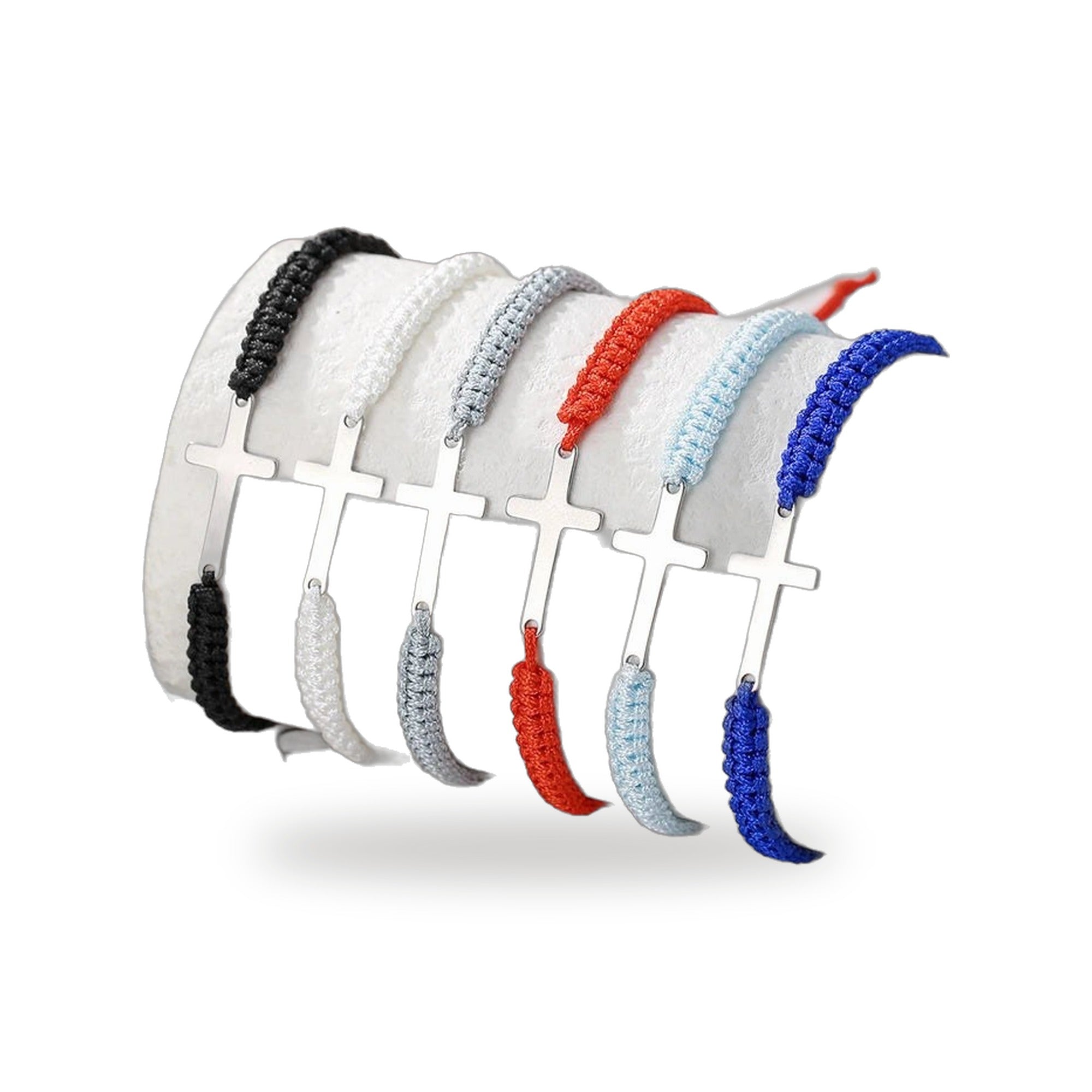 Pulsera de Cuerda con Cruz · Acero Inoxidable — vista completa del producto
