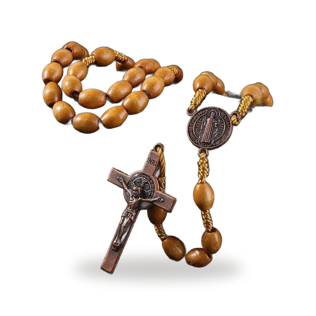 Rosario de Madera con Medalla de San Benito — vista completa del producto