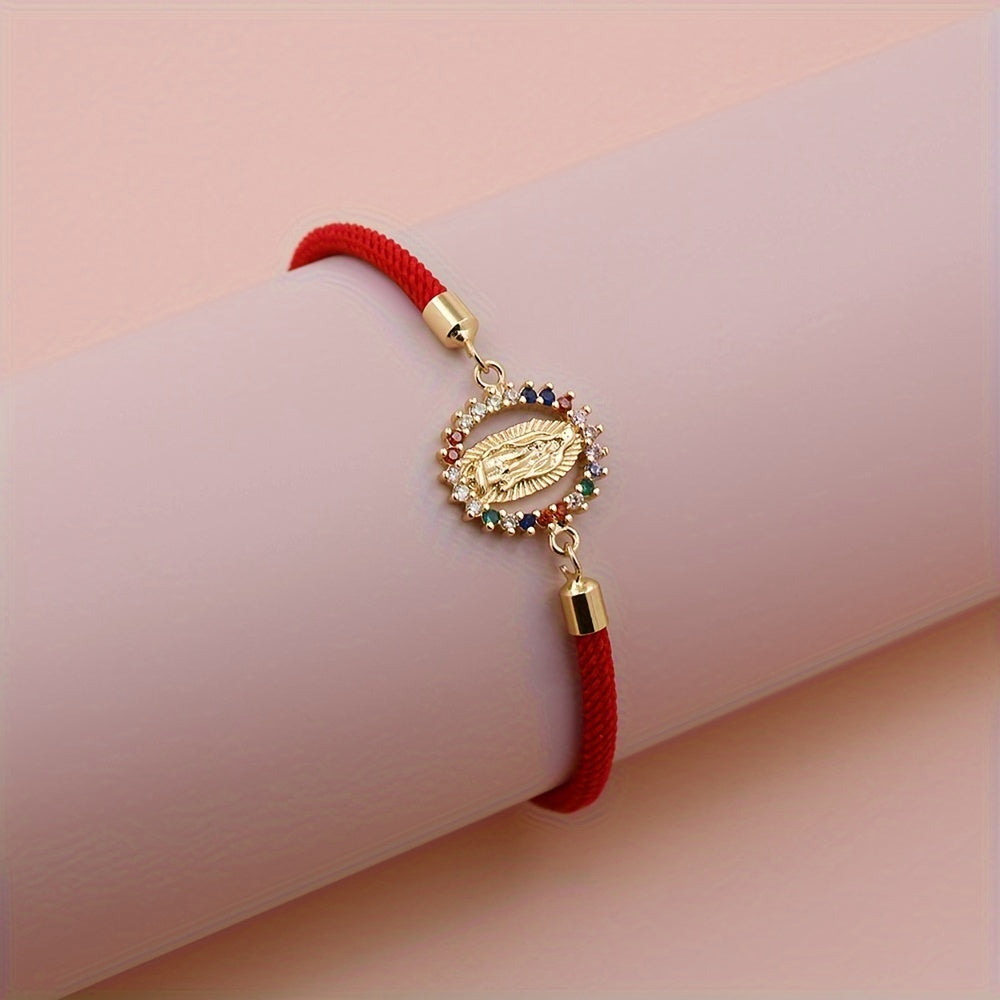 Pulsera Virgen Maria - Cordon Ajustable Banado en Oro 24K — calidad artesanal y devocion autentica