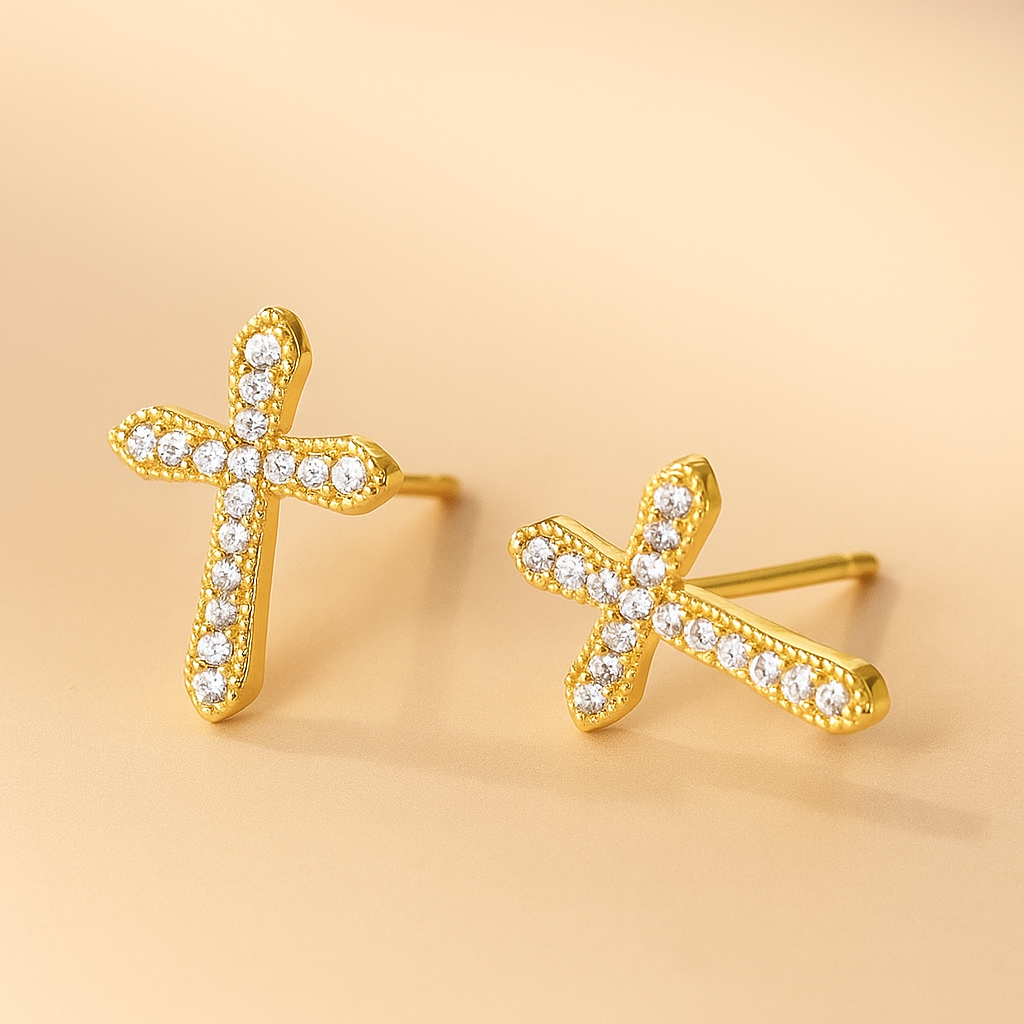 Pendientes de Cruz de Cristal: Luz y Fe