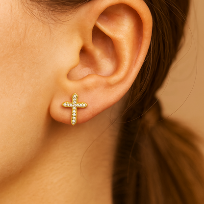 Pendientes de Cruz de Cristal: Luz y Fe