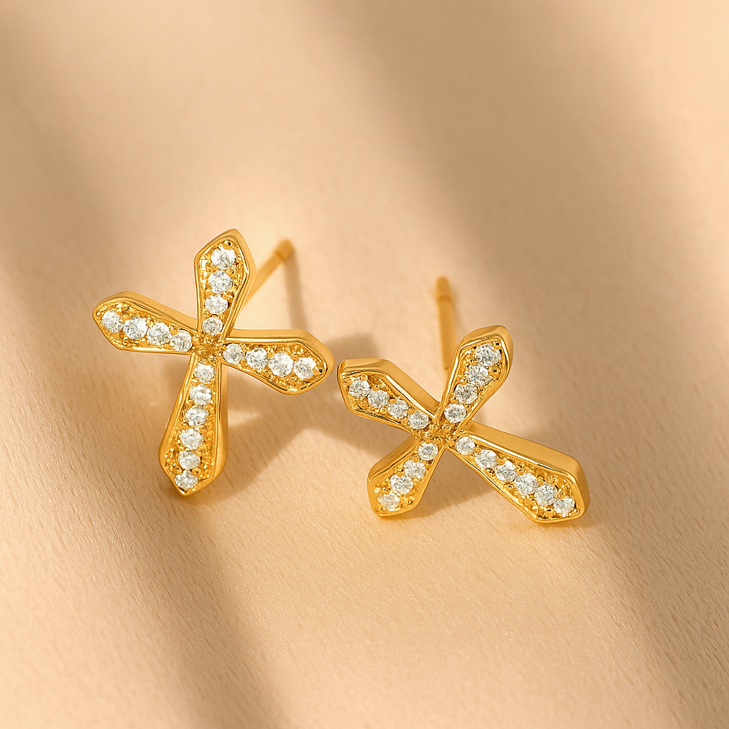 Pendientes de Cruz de Cristal: Luz y Fe