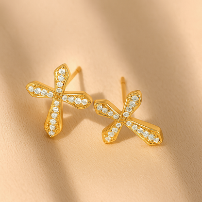 Pendientes de Cruz de Cristal: Luz y Fe