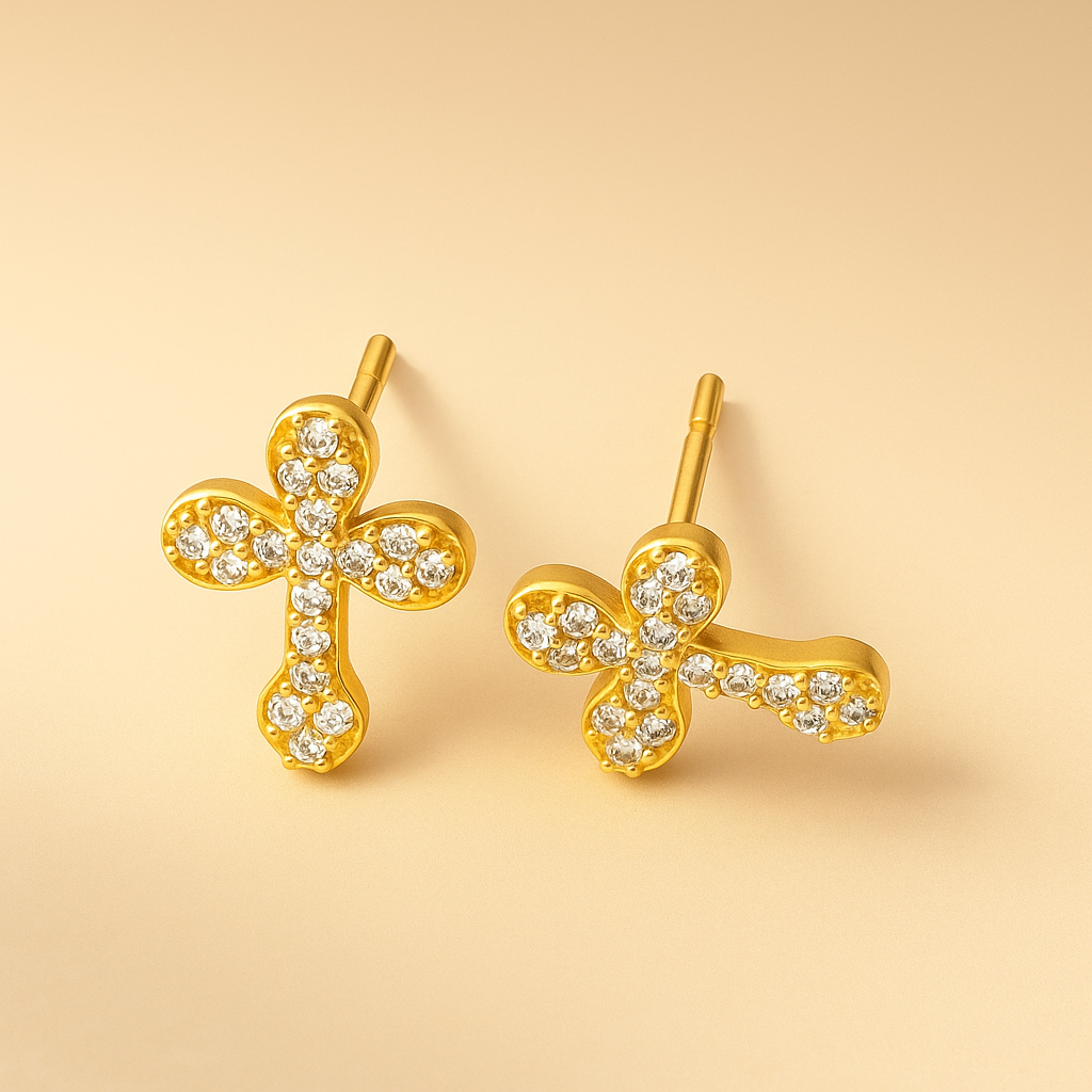 Pendientes de Cruz de Cristal: Luz y Fe