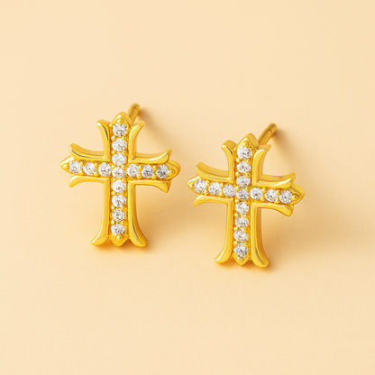 Pendientes de Cruz de Cristal: Luz y Fe