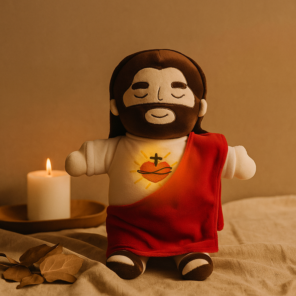 Abrazo Bendito™ - Peluche Calmante con Respiracion Suave — regalo espiritual para primera comunion