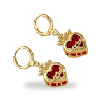 Pendientes Sagrado Corazon de Jesus - Bano Dorado 22K con Zirc... — vista completa del producto