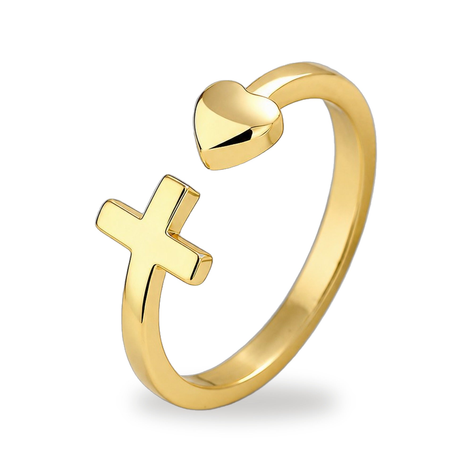 Anillo Cruz Minimalista - Acero Inoxidable con Bano Dorado — vista completa del producto