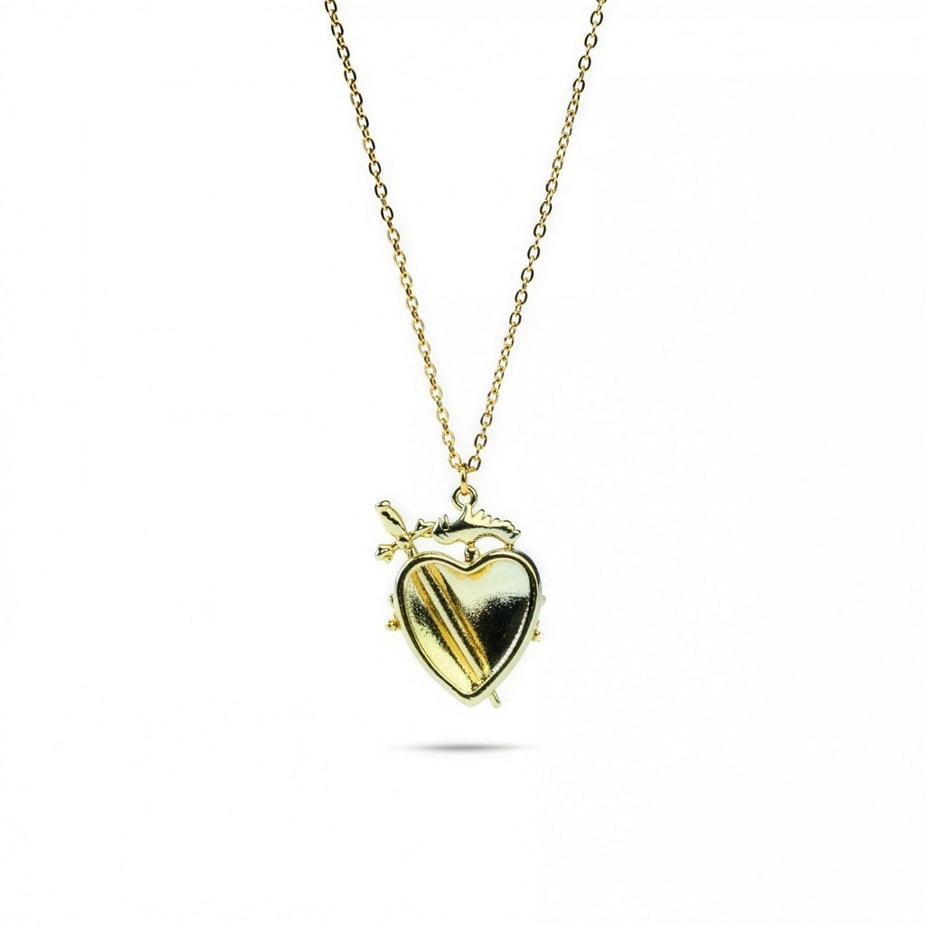 Colgante dorado del Inmaculado Corazón de María — vista frontal