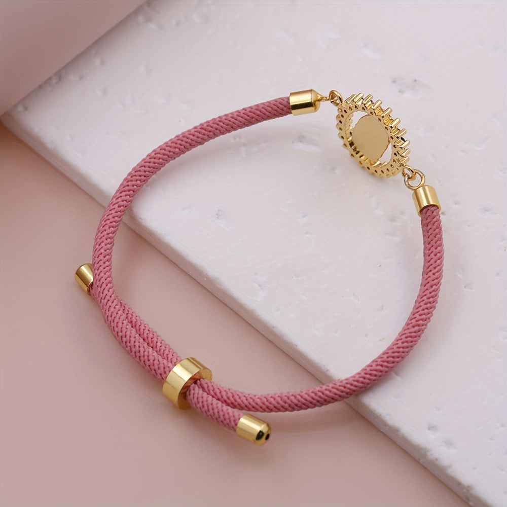 Pulsera Virgen Maria - Cordon Ajustable Banado en Oro 24K — regalo espiritual para primera comunion