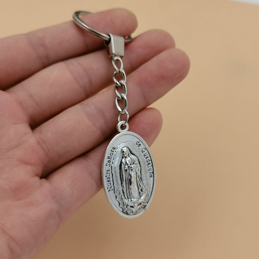 Detalle del llavero — Llavero Virgen de Guadalupe - Medalla en Plata y Dorado