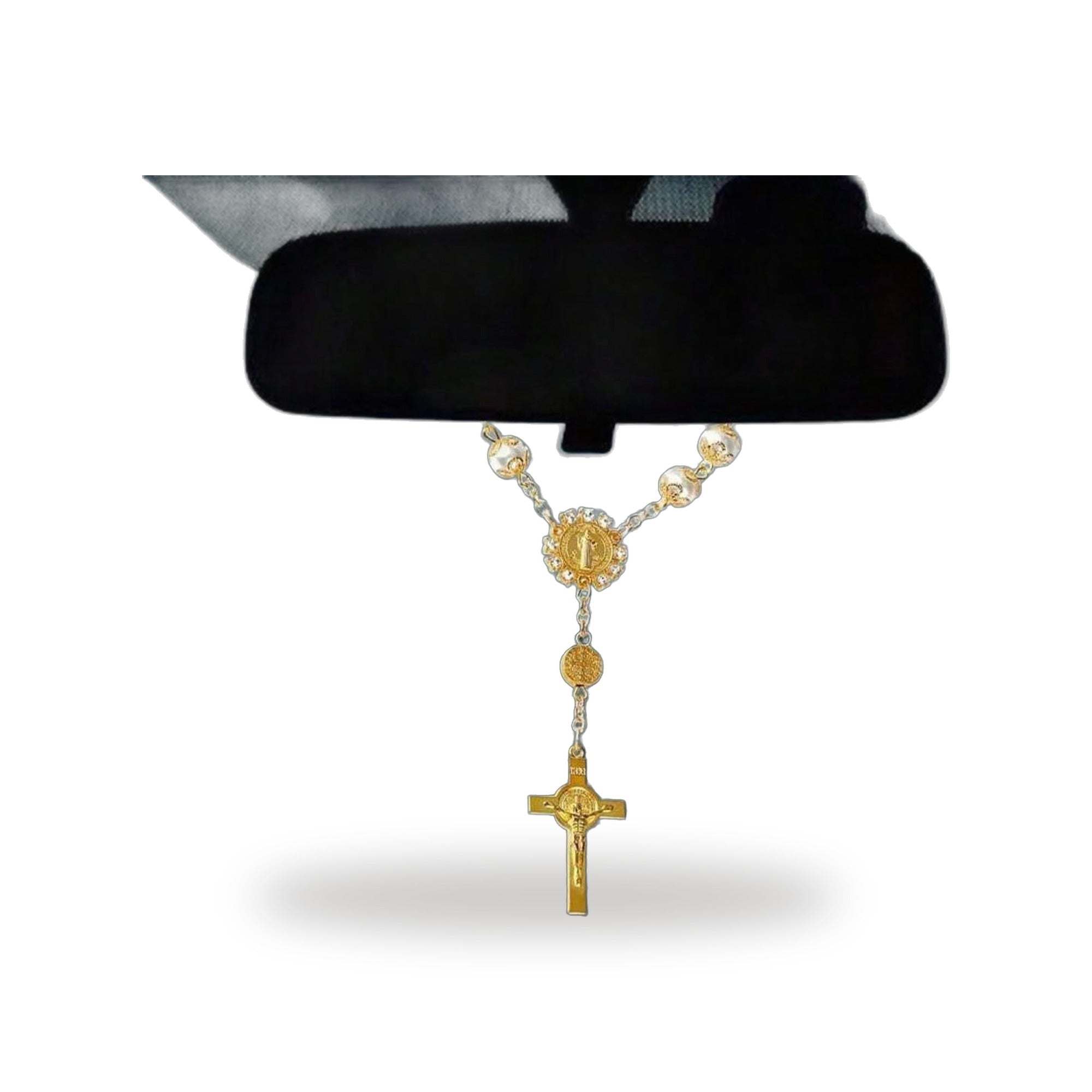 Rosario de Cristal con Cruz para Retrovisor — vista completa del producto