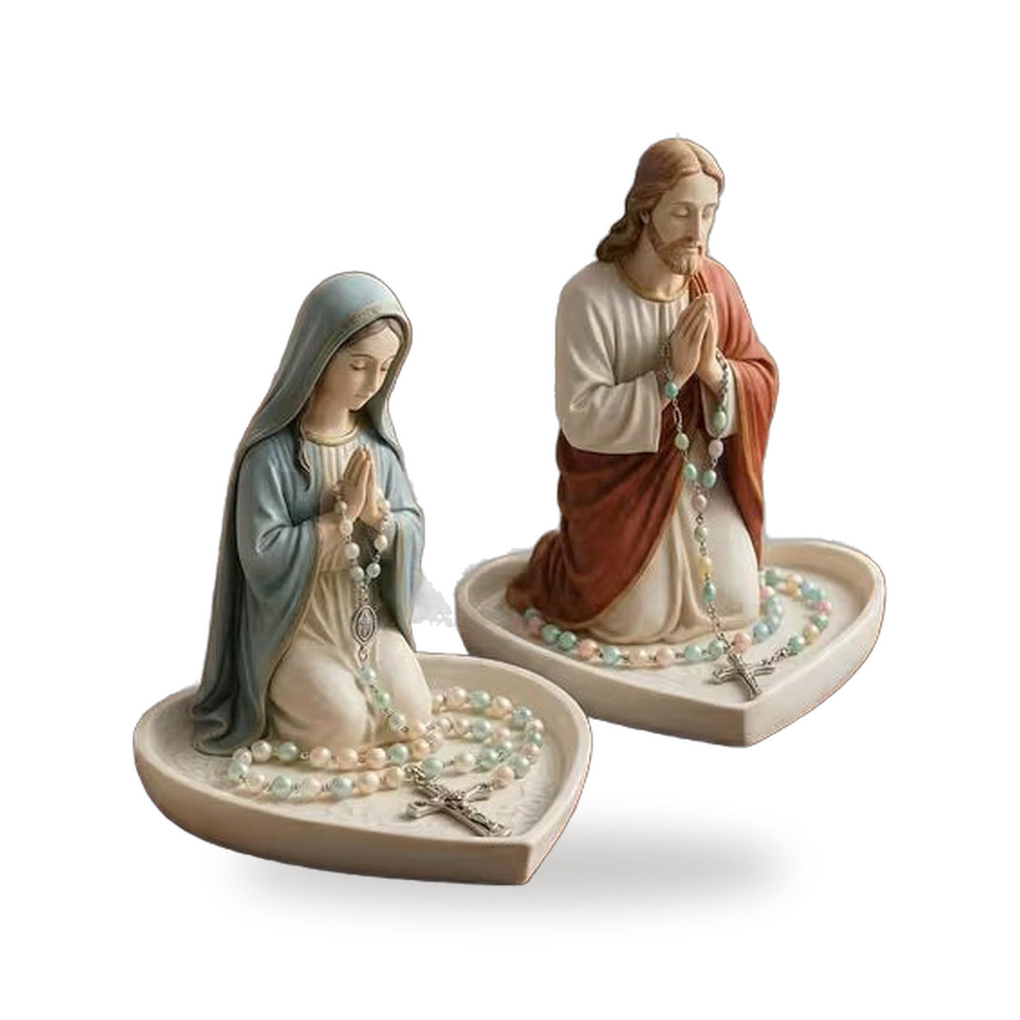 Soporte Devocional de Rosario Virgen Maria y Jesus — vista completa del producto