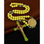 Rosario San Benito Multicolor - Cruz y Medalla Tradicional — presentacion de regalo devocional