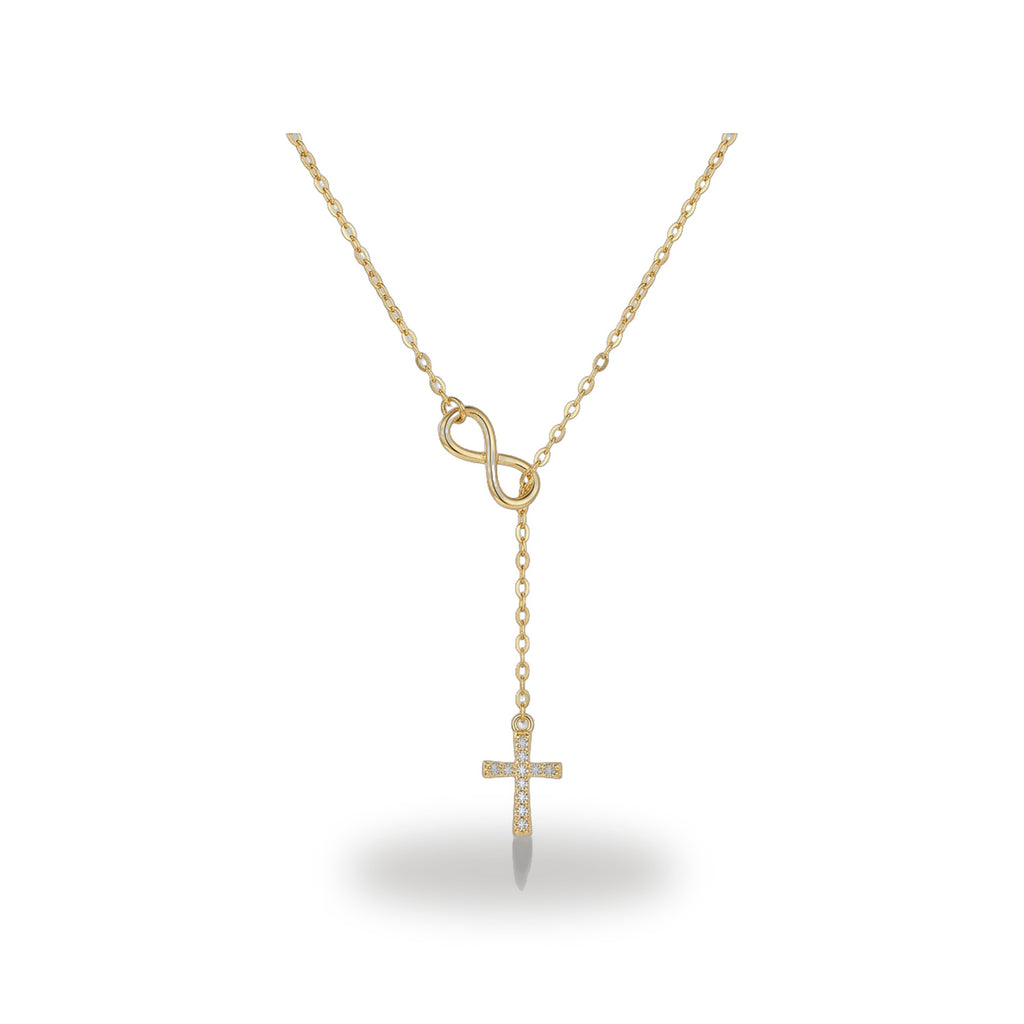 Collar Cruz e Infinito - Fe Eterna en Dorado o Plateado — vista completa del producto