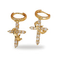 Pendientes Cruz y Corona - Bano Dorado con Zirconia — vista completa del producto