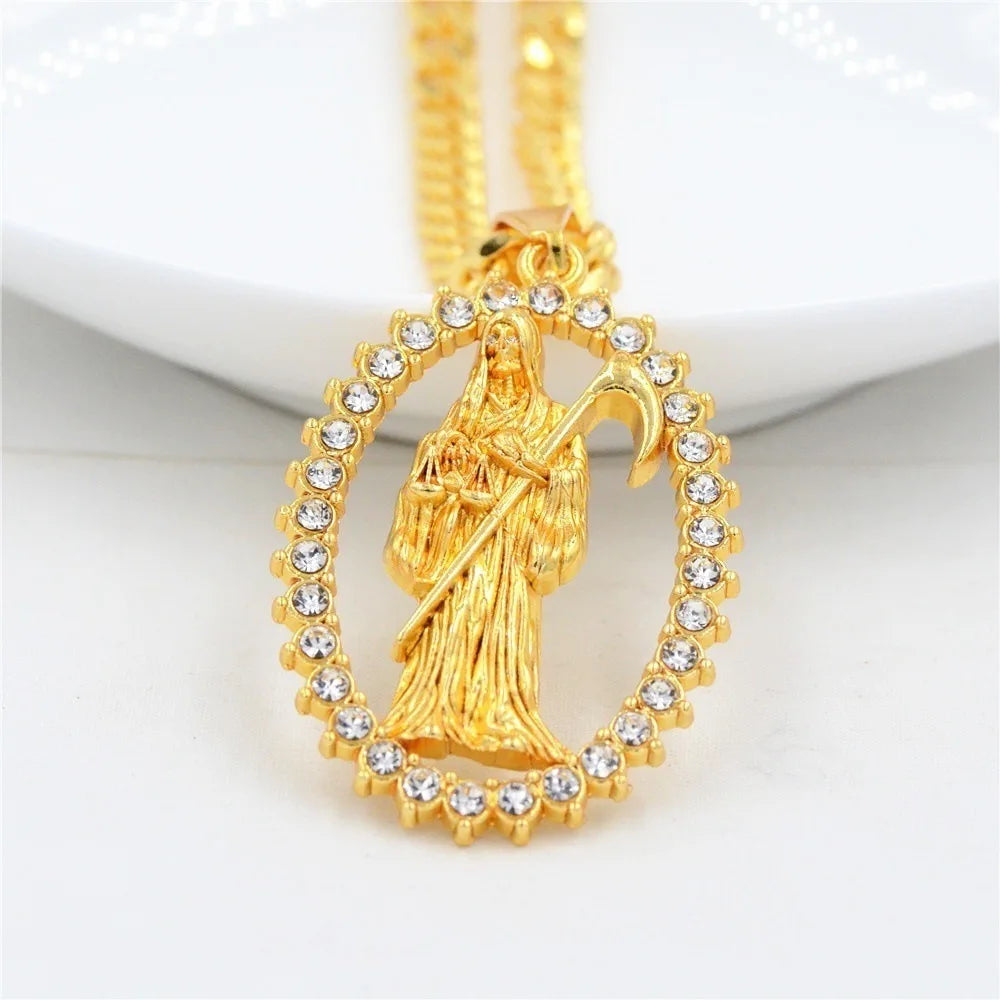 collares para mujer collar collares collar acero inoxidable mujer collar hombre Colgante de moda de Europa y América, collar de la Virgen María católica, dios de la fe religiosa, Hip Hop, regalos de fiesta exquisitos