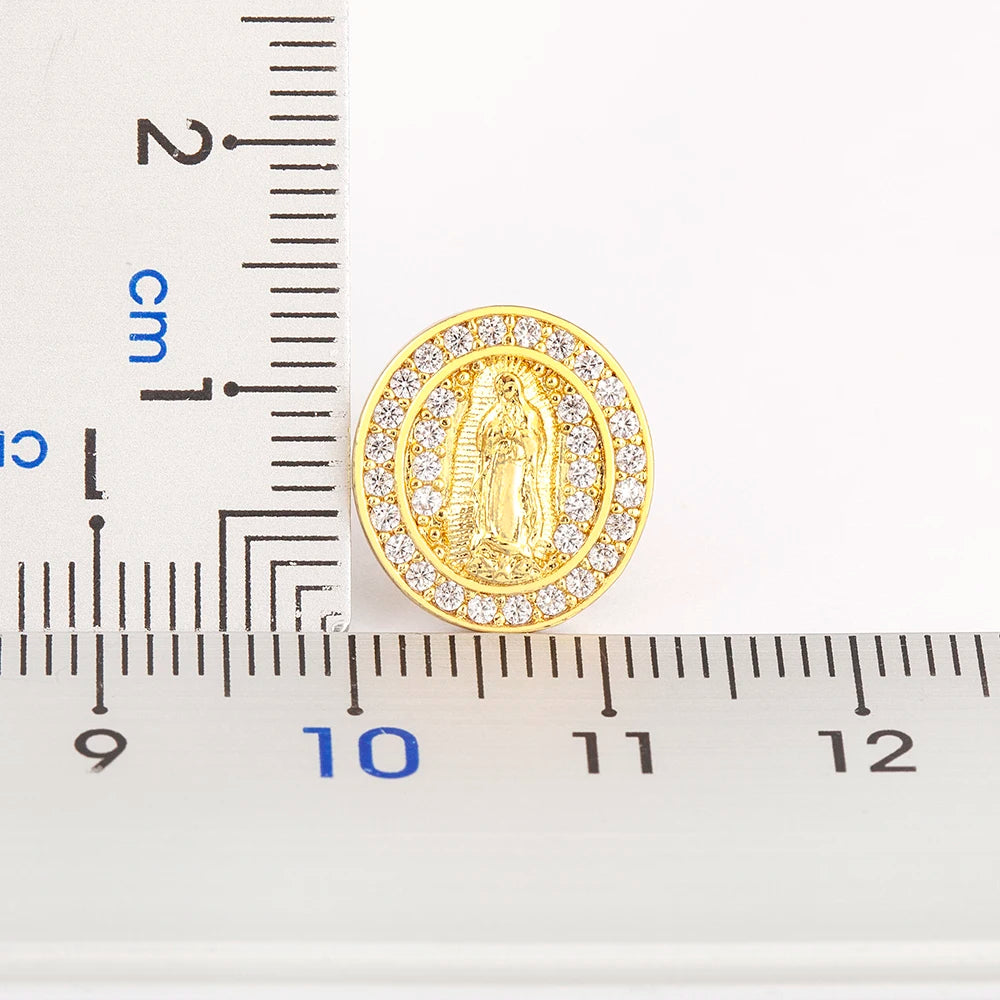 Pendientes de Luz Divina con Circón y Virgen María