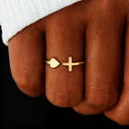 Anillo Cruz Minimalista - Acero Inoxidable con Bano Dorado — accesorio de fe y devocion