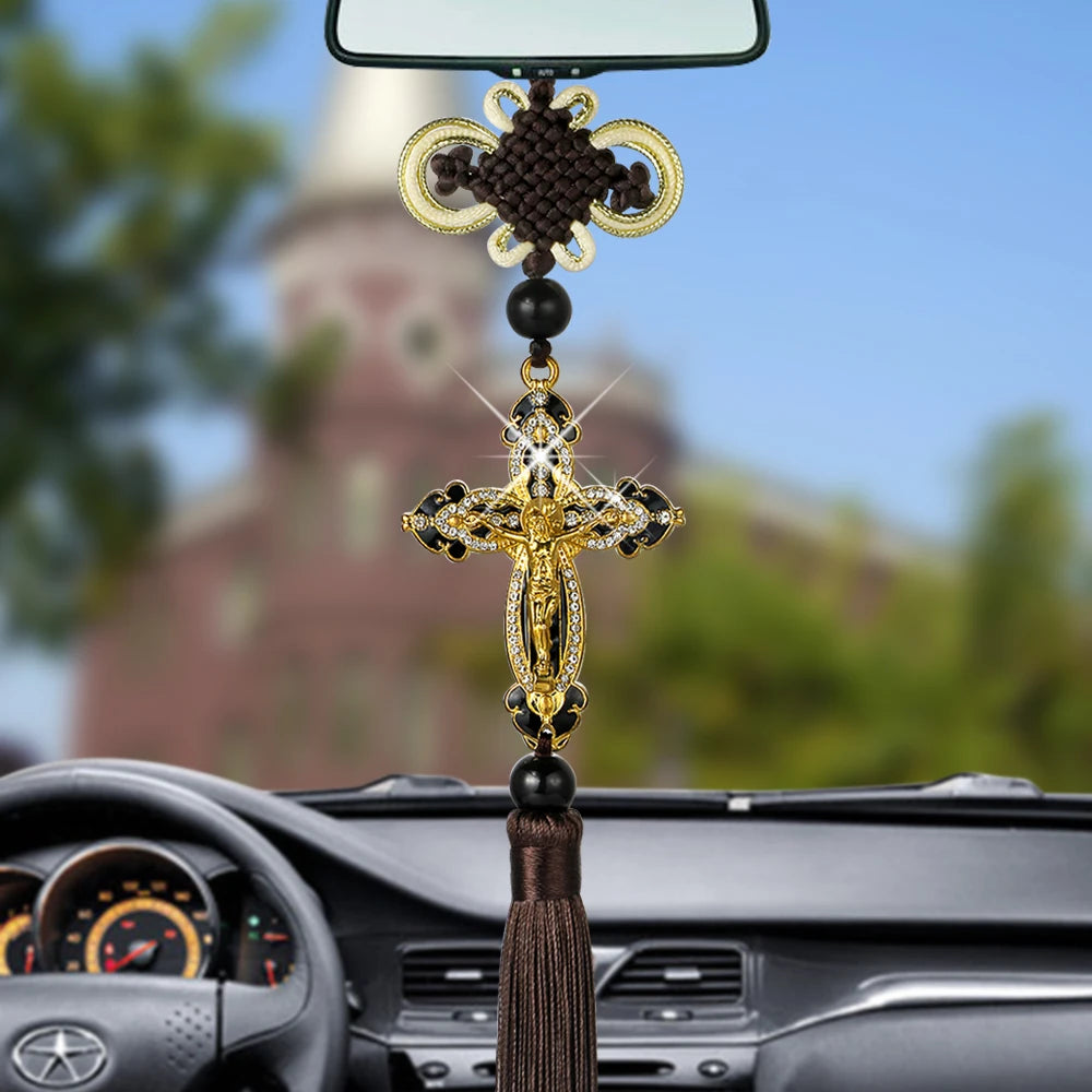 Colgante de Cruz de Jesús para Espejo Retrovisor del Auto – Fe y Protección