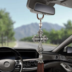Cruz de Cristal para Espejo Retrovisor del Auto - Fe, Protecci... en mano — pieza devocional de cristal devocional