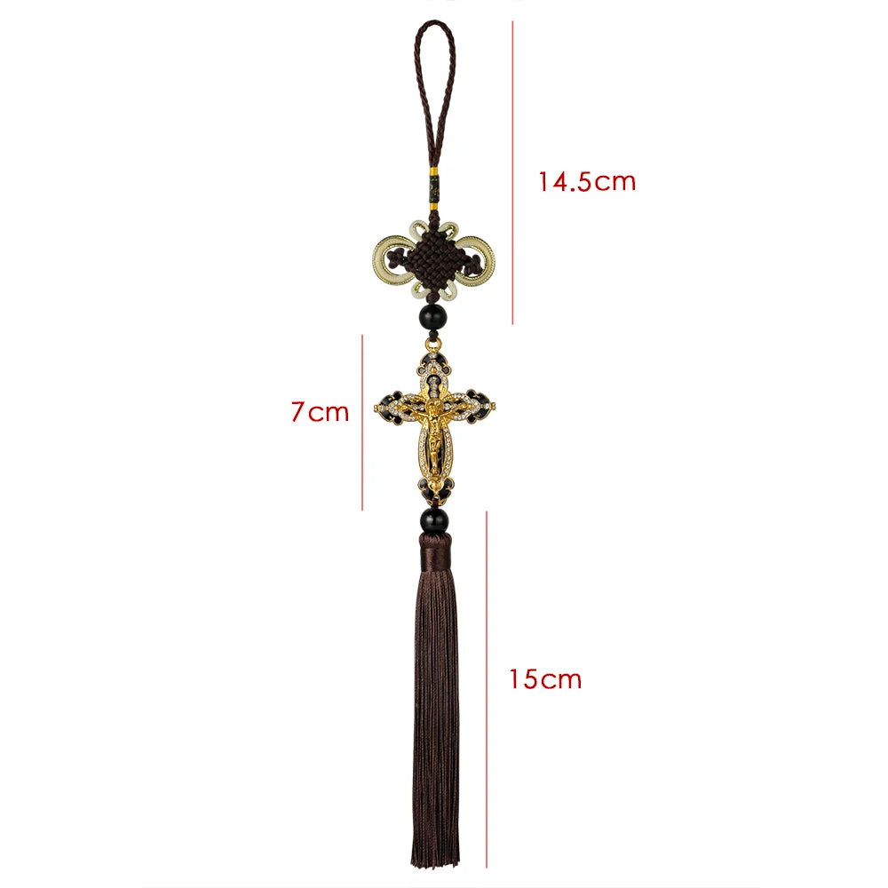 Colgante de Cruz de Jesús para Espejo Retrovisor del Auto – Fe y Protección