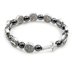 Pulsera de hematita del Kit Protección con medallas de San Benito y cruz