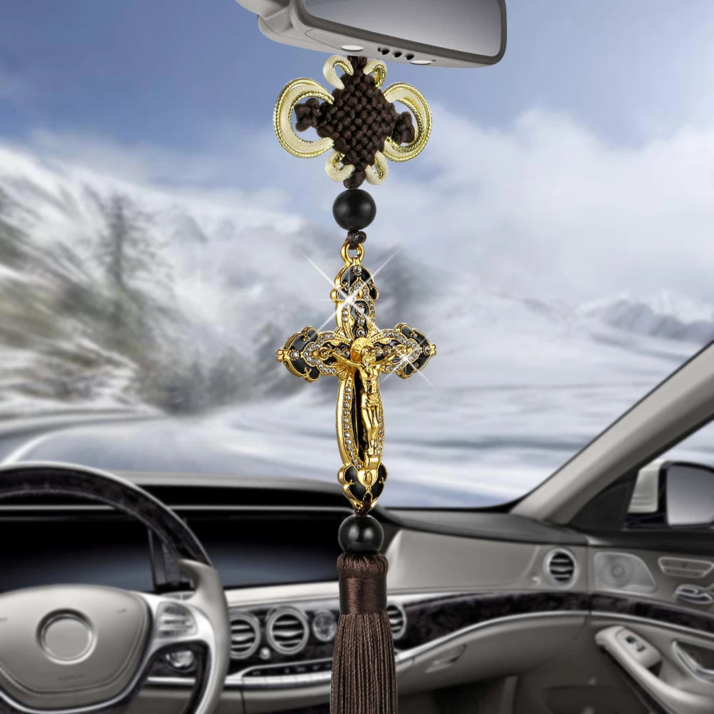 Colgante de Cruz de Jesús para Espejo Retrovisor del Auto – Fe y Protección