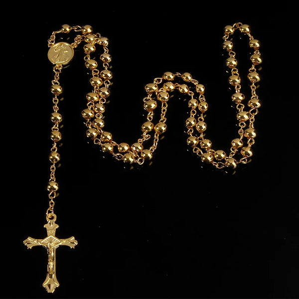 Detalle del rosario — Rosario Dorado con Cruz de Fe