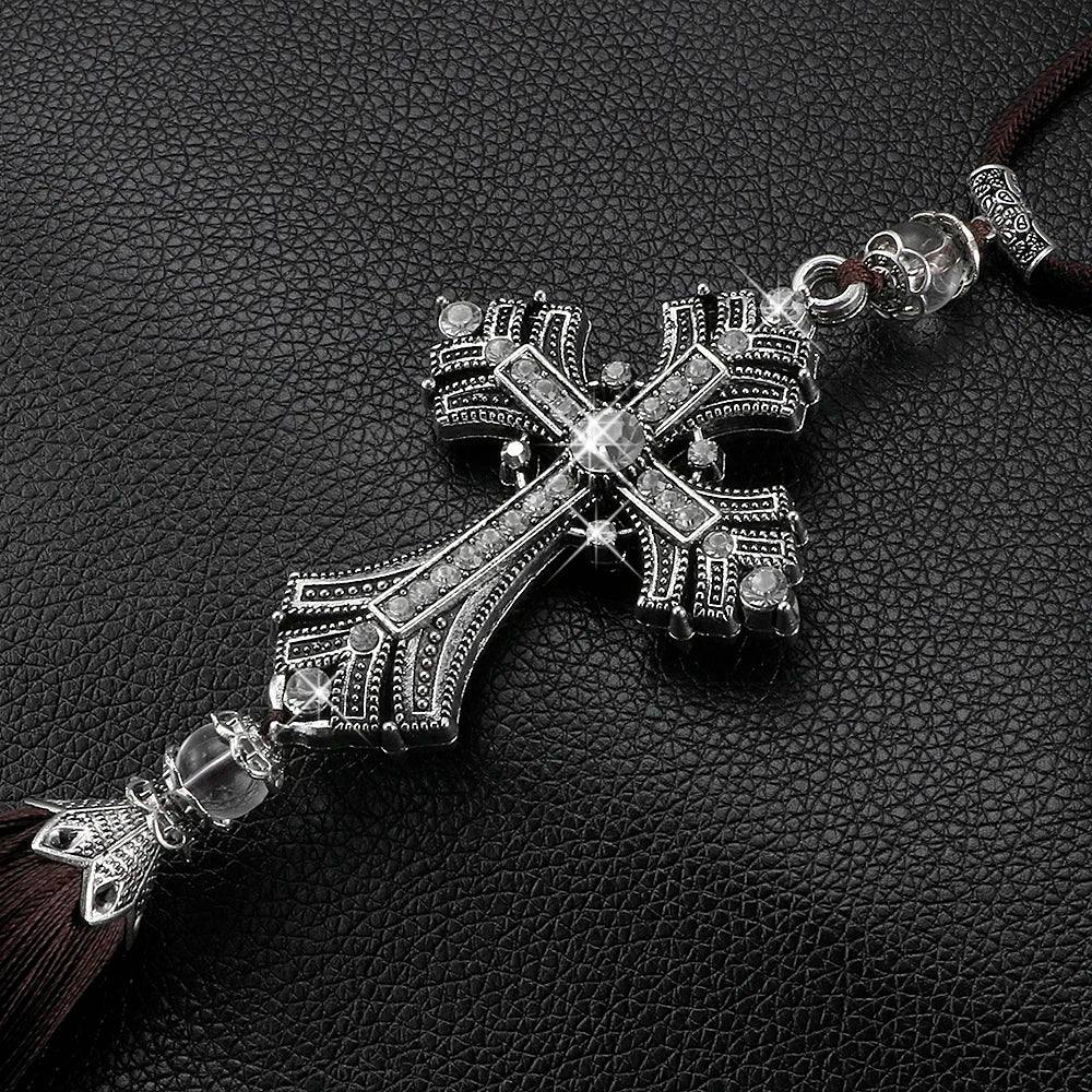 Cruz del Cruz de Cristal para Espejo Retrovisor del Auto - Fe, Protecci... — simbolo de fe en detalle