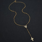 Collar Rosario Dorado con Virgen María y Cruz