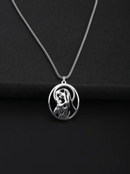 Collar clásico con colgante de la Virgen María para hombres, adecuado para mujeres, joyería de collar de la Virgen María católica de acero inoxidable