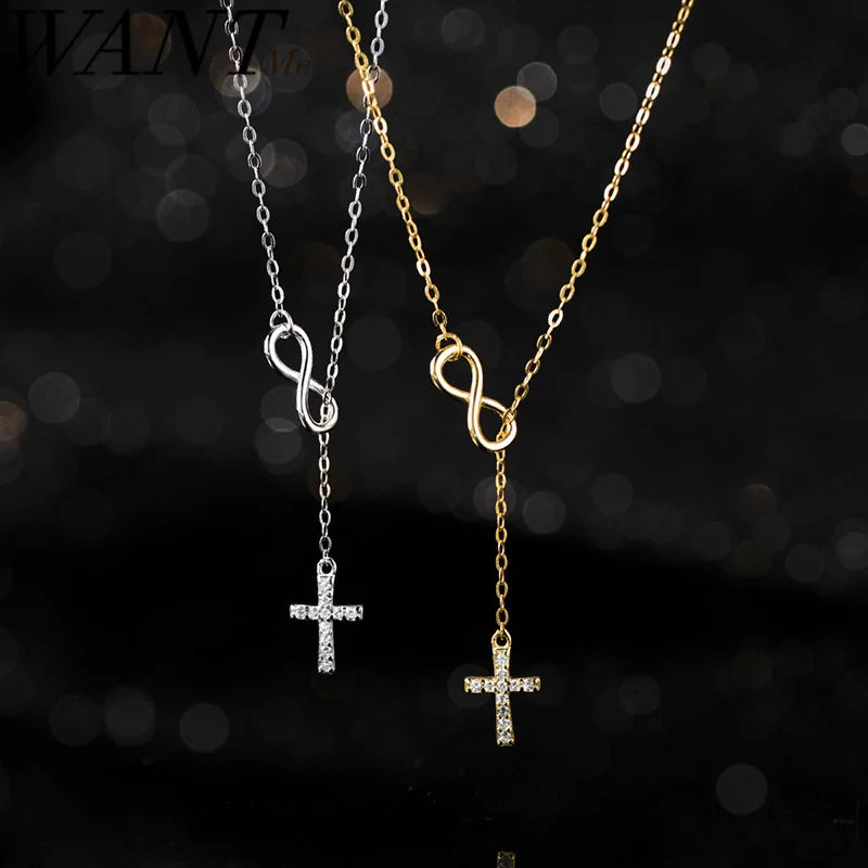 Collar Cruz e Infinito - Fe Eterna en Dorado o Plateado — accesorio de fe y devocion