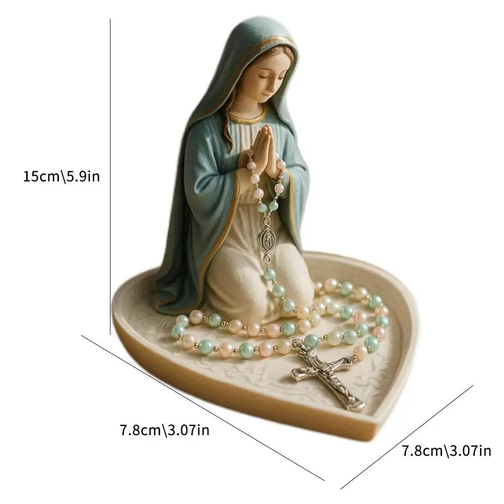 Medalla de la Virgen Maria en Soporte Devocional de Rosario Virgen Maria y Jesus — devocion grabada en detalle