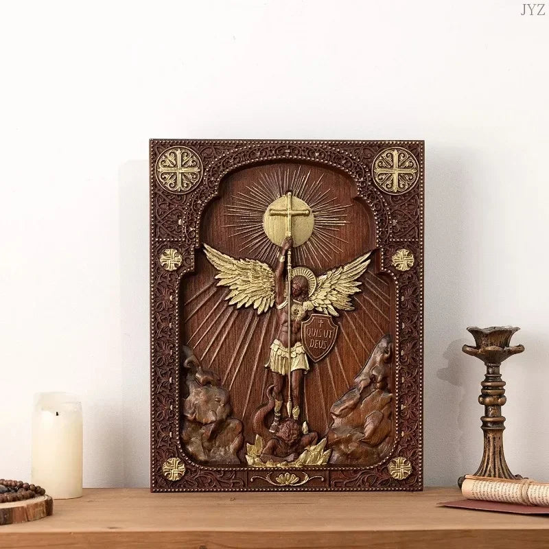 Icono de San Miguel Arcangel en Madera - Arte Sacra con Detall... — vista completa del producto